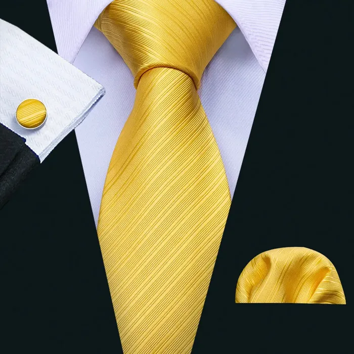 BWG VIP Design Collection Mens Fashion Bright Golden Yellow Jacquard 100 Premium High Quality Silk Ties Divine Inspiration Styles Rings