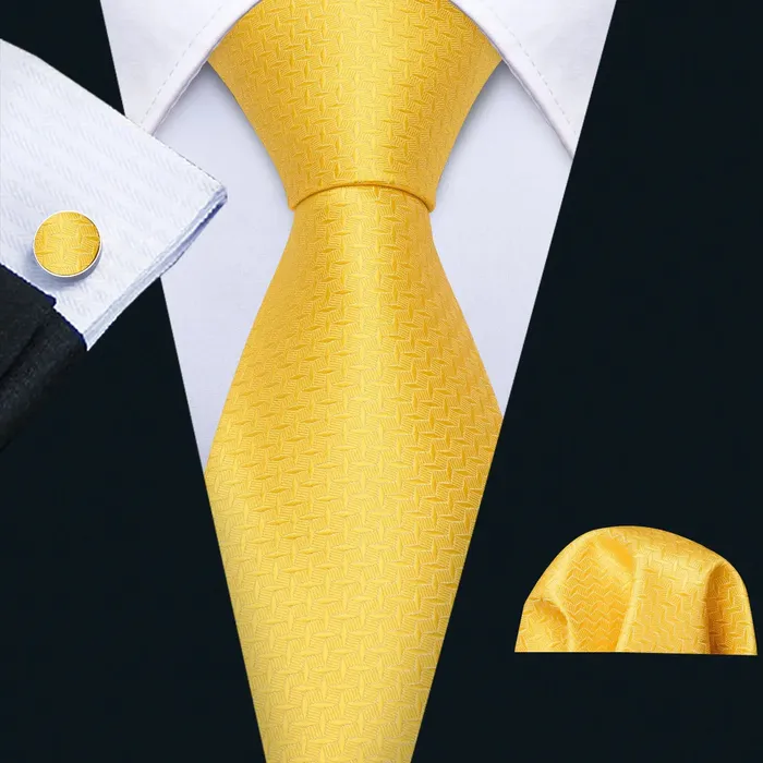 BWG VIP Design Collection Mens Fashion Bright Golden Yellow Jacquard 100 Premium High Quality Silk Ties Divine Inspiration Styles Rings