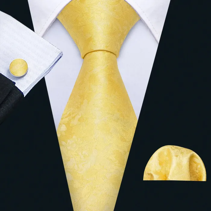 BWG VIP Design Collection Mens Fashion Bright Golden Yellow Jacquard 100 Premium High Quality Silk Ties Divine Inspiration Styles Rings