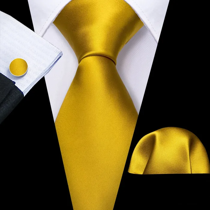 BWG VIP Design Collection Mens Fashion Bright Golden Yellow Jacquard 100 Premium High Quality Silk Ties Divine Inspiration Styles Rings