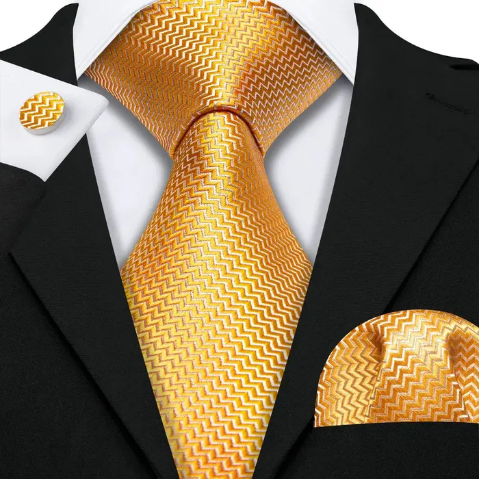 BWG VIP Design Collection Mens Fashion Bright Golden Yellow Jacquard 100 Premium High Quality Silk Ties Divine Inspiration Styles Rings