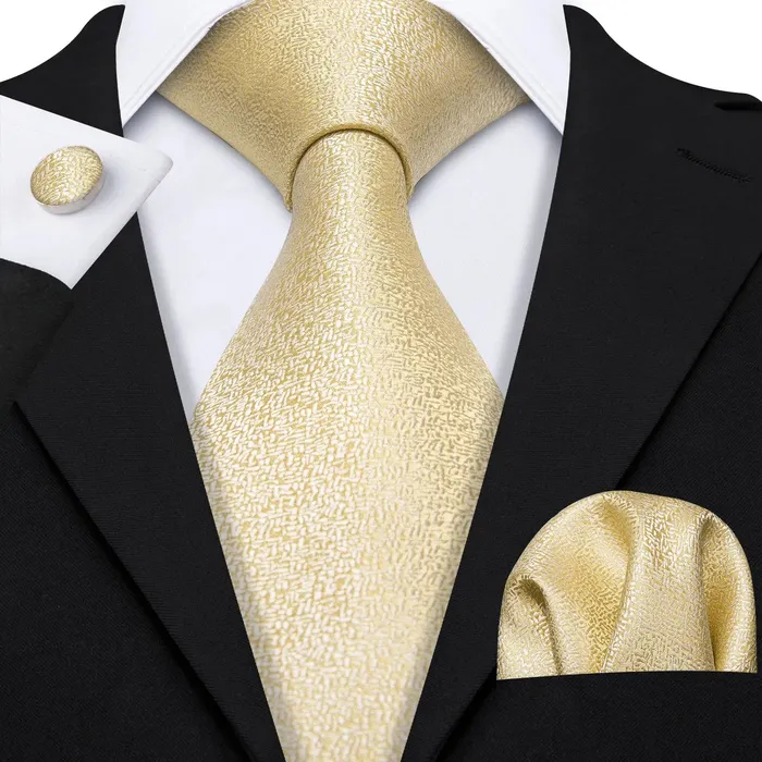 BWG VIP Design Collection Mens Fashion Bright Golden Yellow Jacquard 100 Premium High Quality Silk Ties Divine Inspiration Styles Rings