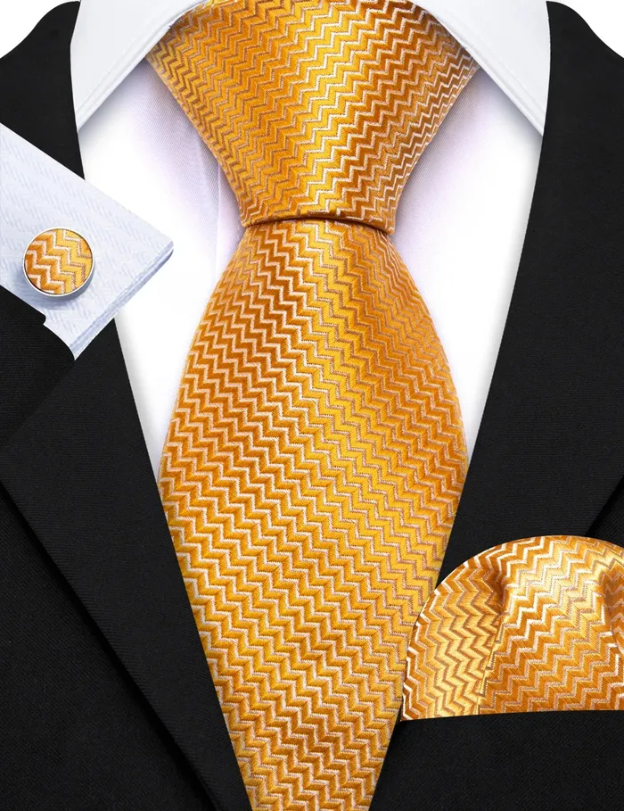 BWG VIP Design Collection Mens Fashion Bright Golden Yellow Jacquard 100 Premium High Quality Silk Ties Divine Inspiration Styles Rings