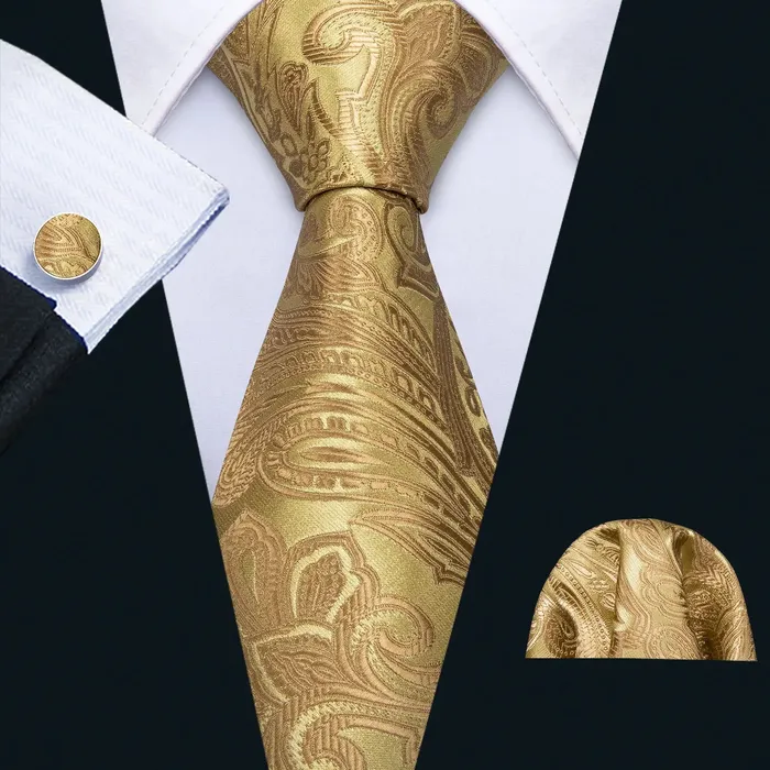 BWG VIP Design Collection Mens Fashion Bright Golden Yellow Jacquard 100 Premium High Quality Silk Ties Divine Inspiration Styles Rings