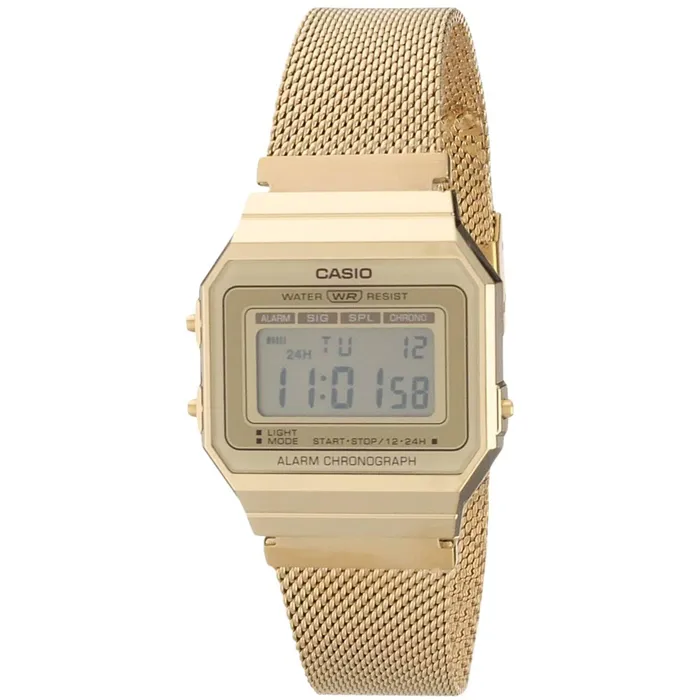 Casio Unisex Digital Watch Vintage Chronograph Gold Dial Bracelet A700WMG9AVT Casio Bracelets