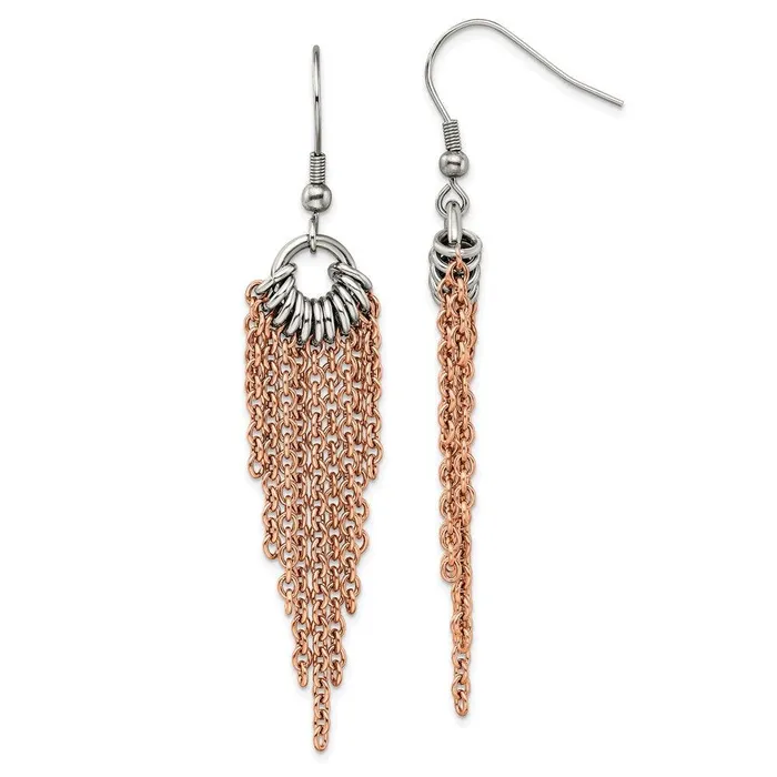 Chisel Earrings Stainless Steel Rose IPplated Dangle Earrings