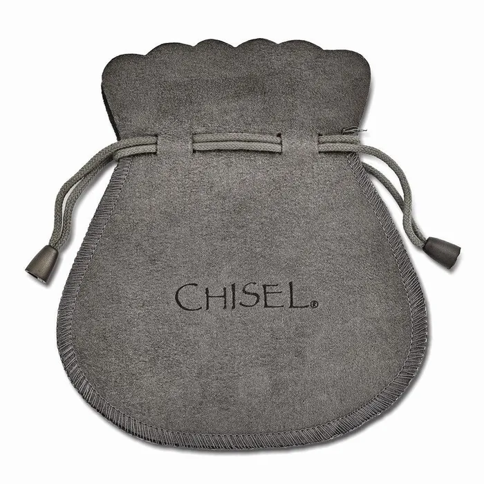 Chisel Stainless Steel Polished and Textured CZ Post Dangle Earrings Earrings