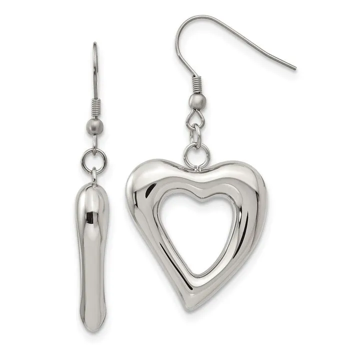 Chisel Stainless Steel Polished Hearts Dangle Earrings Earrings