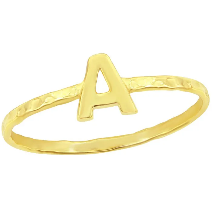 Classic Rings Classic Unisex Gold Tone A Initial Hammered Ring W2818