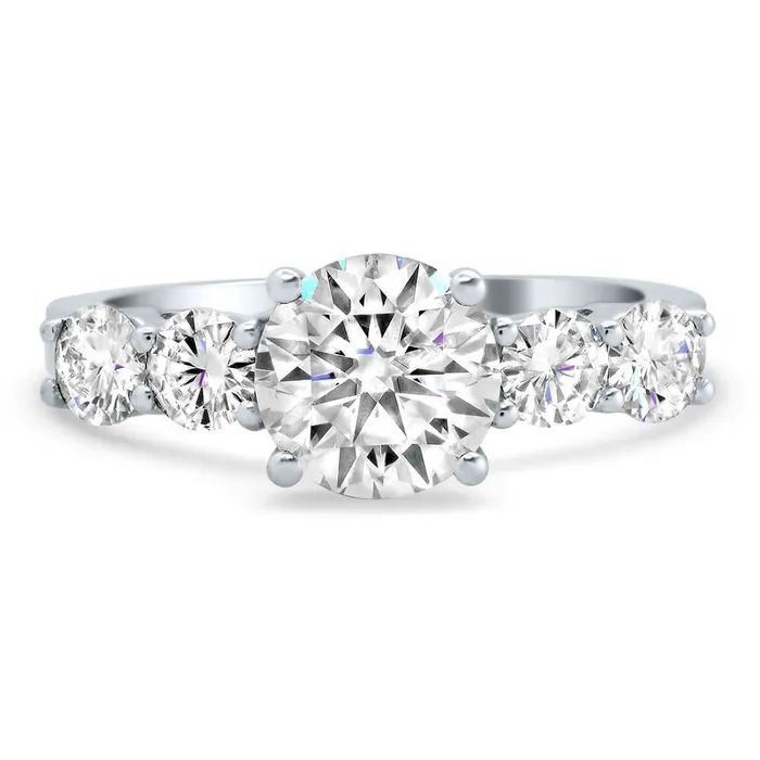 deBebians Rings Five Stone Moissanite Forever One Engagement Ring