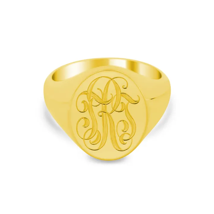 deBebians Rings Womens Oval Signet Ring Large Hand Engraved Script Monogram deBebians Rings Womens Oval Signet Ring Large Hand Engraved Script Monogram