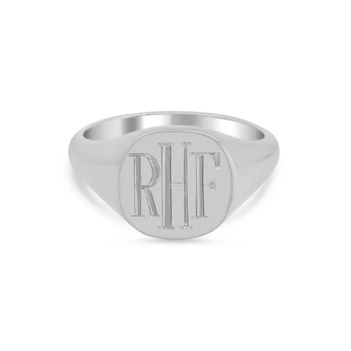 deBebians Rings Womens Square Signet Ring Medium Hand Engraved Roman Monogram