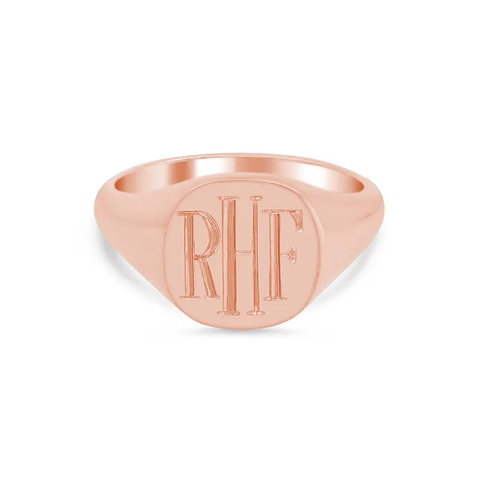 deBebians Rings Womens Square Signet Ring Medium Hand Engraved Roman Monogram