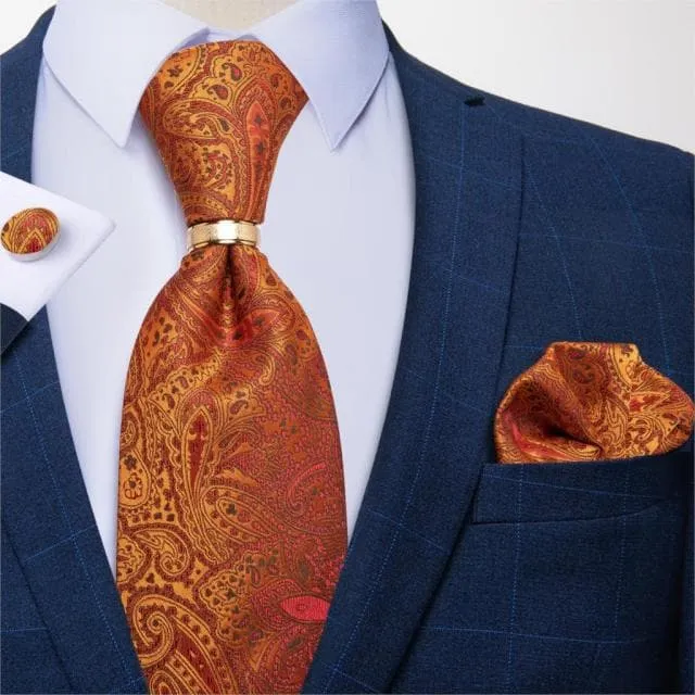 Divine Inspiration Styles Rings DBG VIP Design Collection Mens Fashion Silver Gray Stripes 100 Premium Quality Silk Tie Set