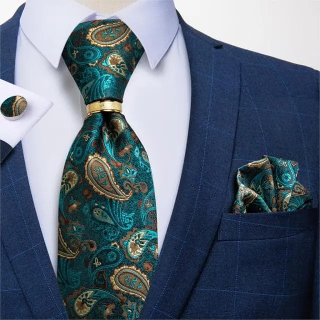Divine Inspiration Styles Rings DBG VIP Design Collection Mens Fashion Silver Gray Stripes 100 Premium Quality Silk Tie Set