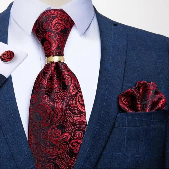 Divine Inspiration Styles Rings DBG VIP Design Collection Mens Fashion Silver Gray Stripes 100 Premium Quality Silk Tie Set