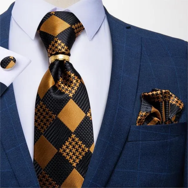 Divine Inspiration Styles Rings DBG VIP Design Collection Mens Fashion Silver Gray Stripes 100 Premium Quality Silk Tie Set