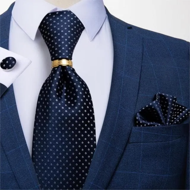 Divine Inspiration Styles Rings DBG VIP Design Collection Mens Fashion Silver Gray Stripes 100 Premium Quality Silk Tie Set