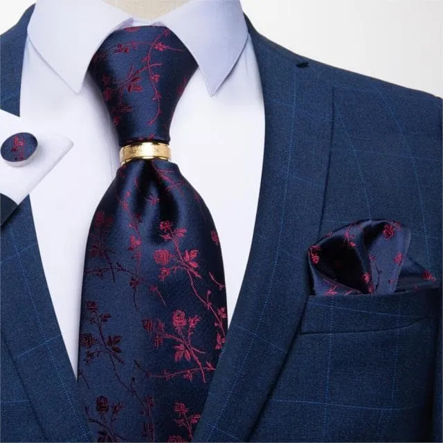 Divine Inspiration Styles Rings DBG VIP Design Collection Mens Fashion Silver Gray Stripes 100 Premium Quality Silk Tie Set