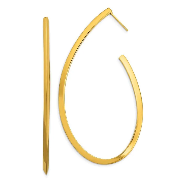 Earrings Chisel Stainless Steel Polished Yellow IPplated Post Hoop Earrings