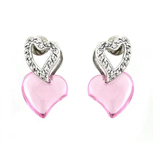 Earrings LOAS1333 Rhodium 925 Sterling Silver Earrings with AAA Grade CZ in Rose Alamode