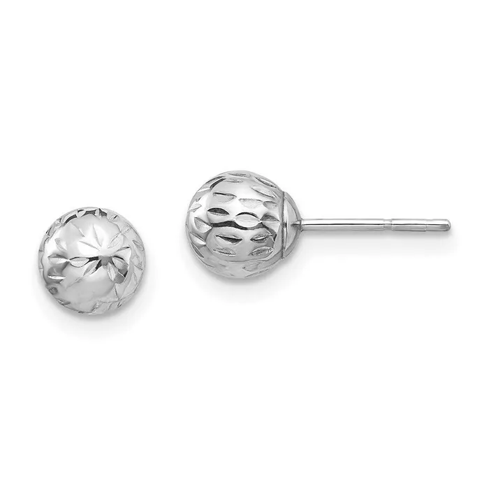 Earrings Madi K Kids 14K White Gold Diamond Cut 6M Ball Post Earrings Jewelry