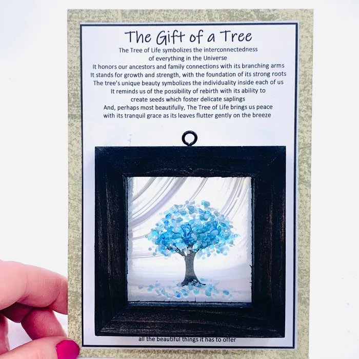 Fused Glass Tree of Life Shadow Box 93 Glimmer Glass Gifts Necklaces