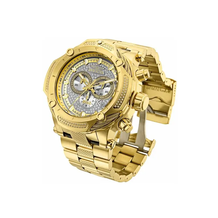 Invicta Bracelets Invicta Mens Watch Shaq Chronograph Diamond Yellow Stainless Steel Bracelet 33956