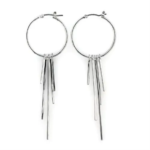 LO315 Rhodium Brass Earrings with No Stone Alamode Earrings
