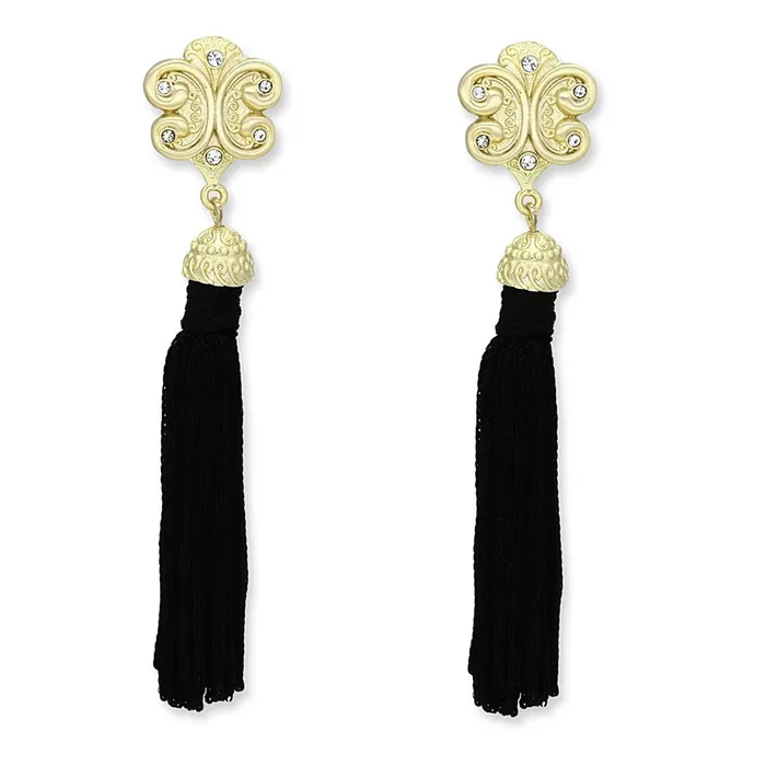 LO3677 Gold Brush Brass Earrings with Top Grade Crystal in Clear Alamode Earrings