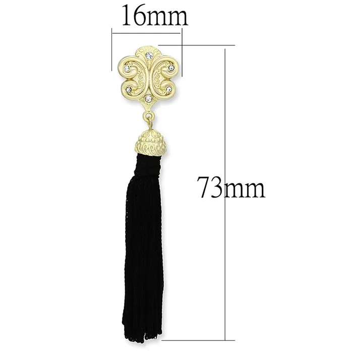 LO3677 Gold Brush Brass Earrings with Top Grade Crystal in Clear Alamode Earrings