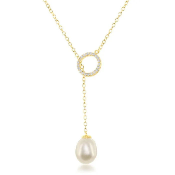 Necklaces Classic Sterling Silver GP CZ Circle with Teardrop FWP Bolo Necklace
