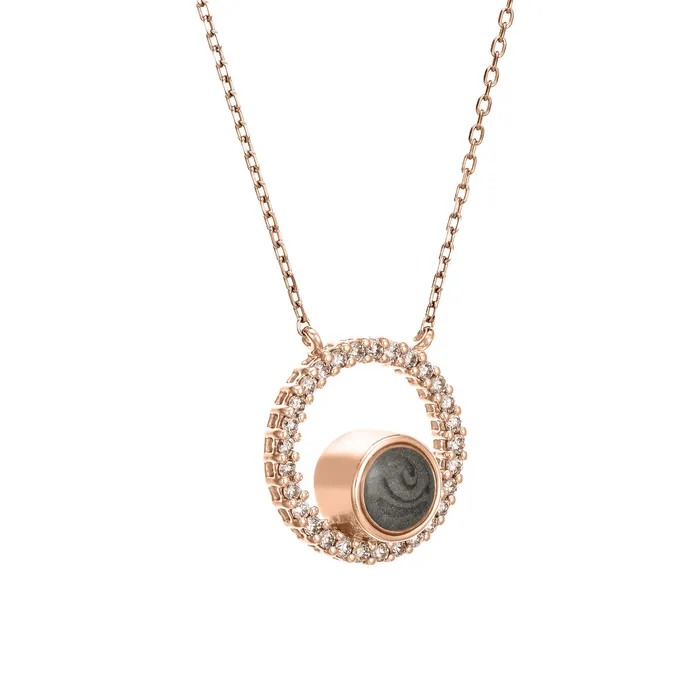 Necklaces Open Diamond Halo Cremation Necklace in 14K Rose Gold closebymejewelry