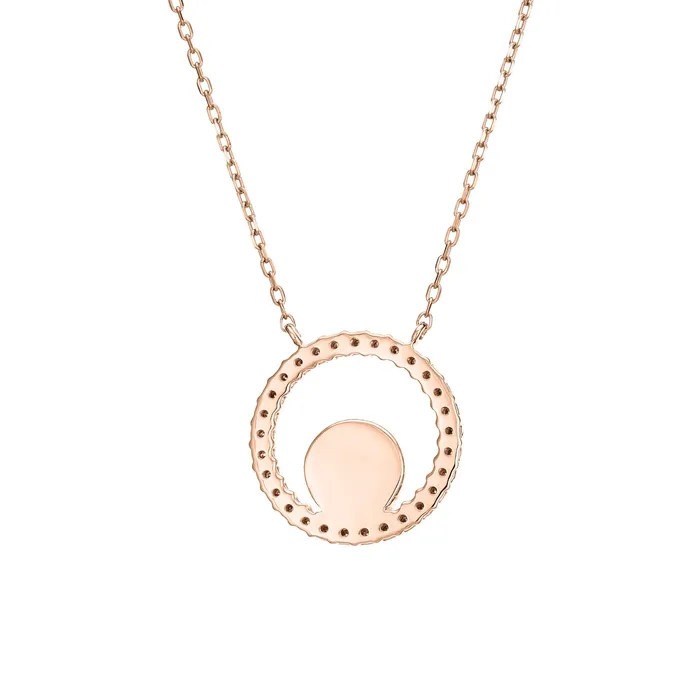 Necklaces Open Diamond Halo Cremation Necklace in 14K Rose Gold closebymejewelry