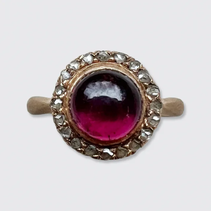 Rings 21stfinds Victorian Cabochon Garnet Diamond Ring