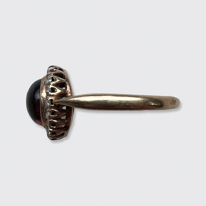 Rings 21stfinds Victorian Cabochon Garnet Diamond Ring