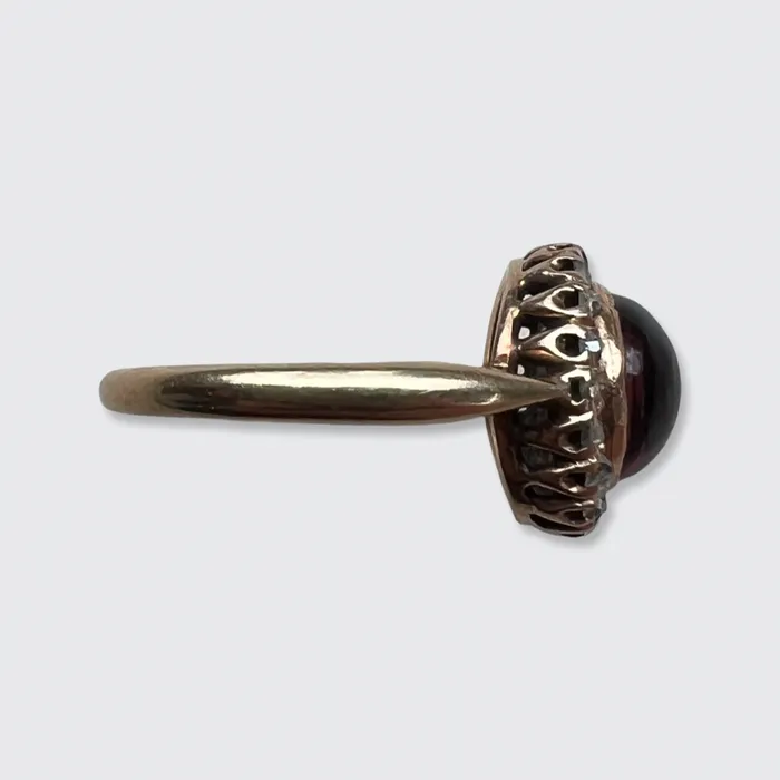 Rings 21stfinds Victorian Cabochon Garnet Diamond Ring