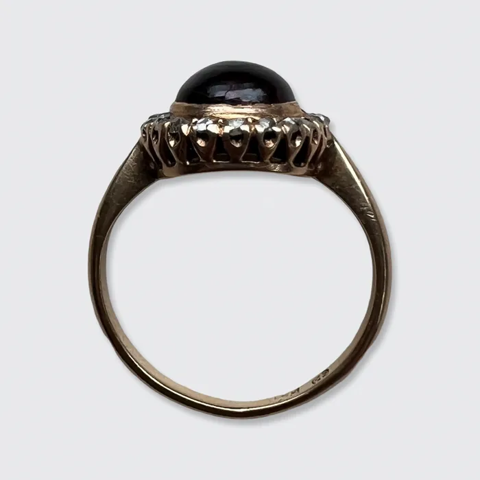 Rings 21stfinds Victorian Cabochon Garnet Diamond Ring