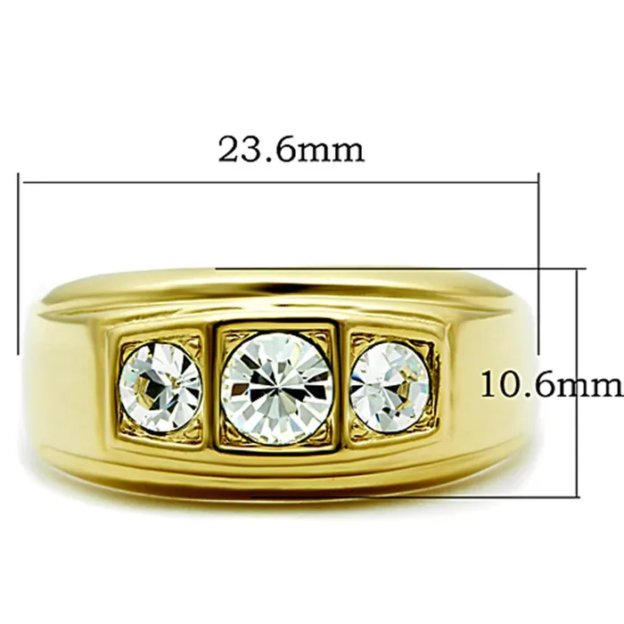 Rings Alamode TK119G IP GoldIon Plating Stainless Steel Ring with Top Grade Crystal in Clear