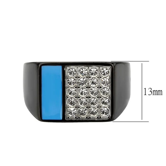 Rings Alamode TK3765 Two Tone IP Black Ion Plating Stainless Steel Ring with Top Grade Crystal in Clear
