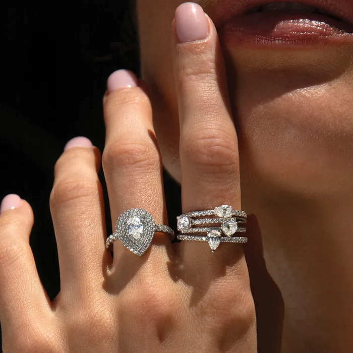 Rings anitako MEYOU PEAR DIAMOND PAVE RING