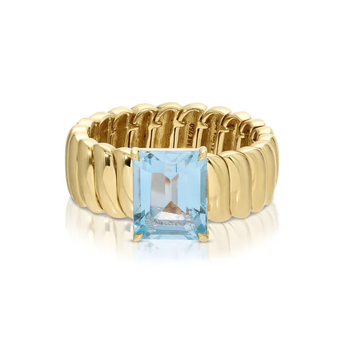 Rings anitako ZOE RING WITH BLUE TOPAZ EMERALD CUT CENTER