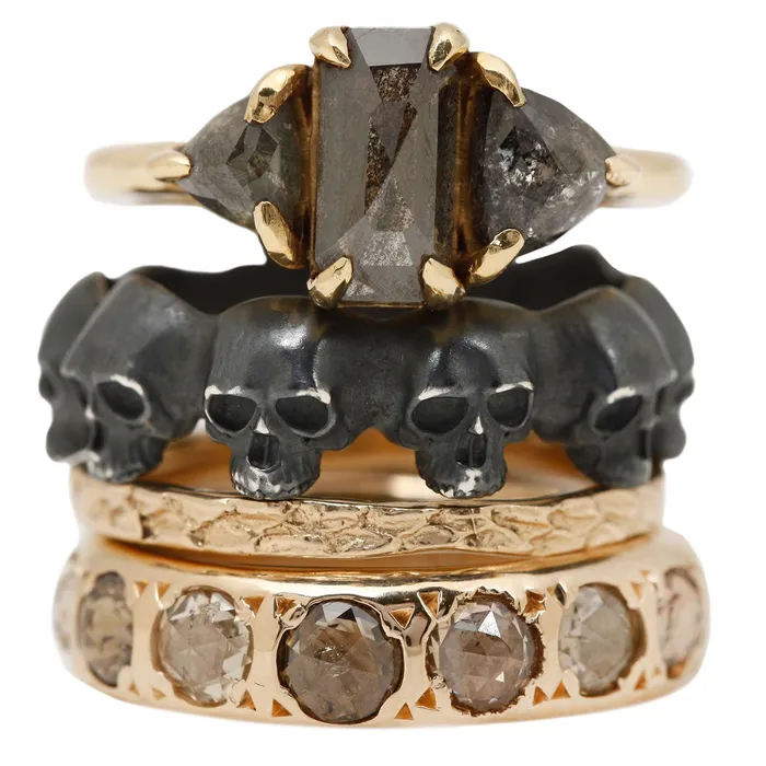 Rings Anthony Lent Oxidized Skull Eternity Ring