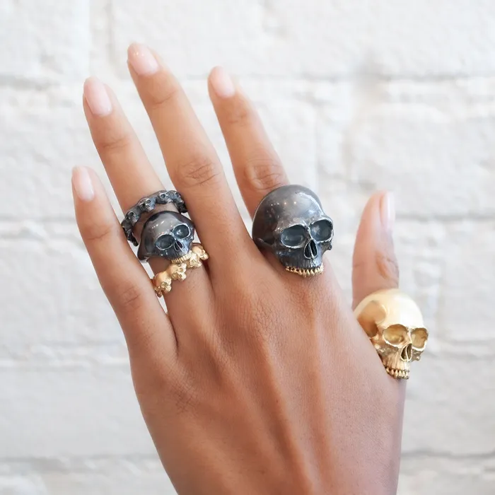 Rings Anthony Lent Oxidized Skull Eternity Ring