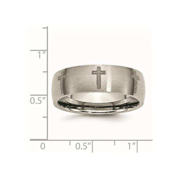Rings Chisel Titanium 8mm Laser Design Brushed Band TB26D