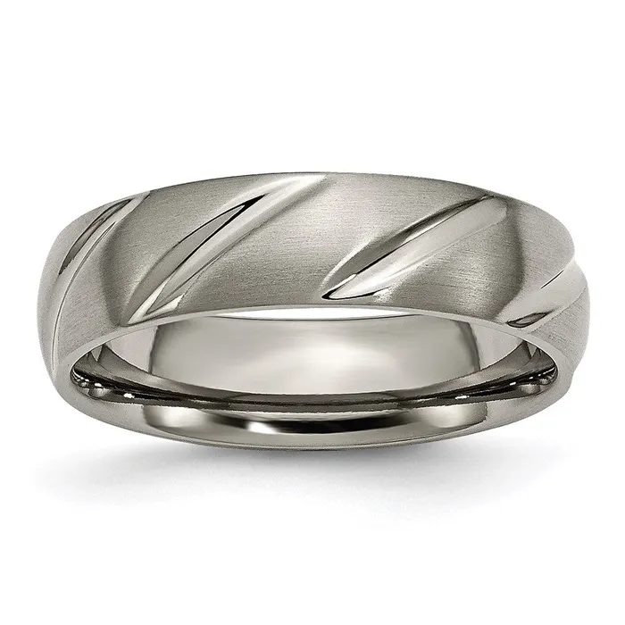 Rings Chisel Titanium Swirl Design 6mm Satin Band TB321
