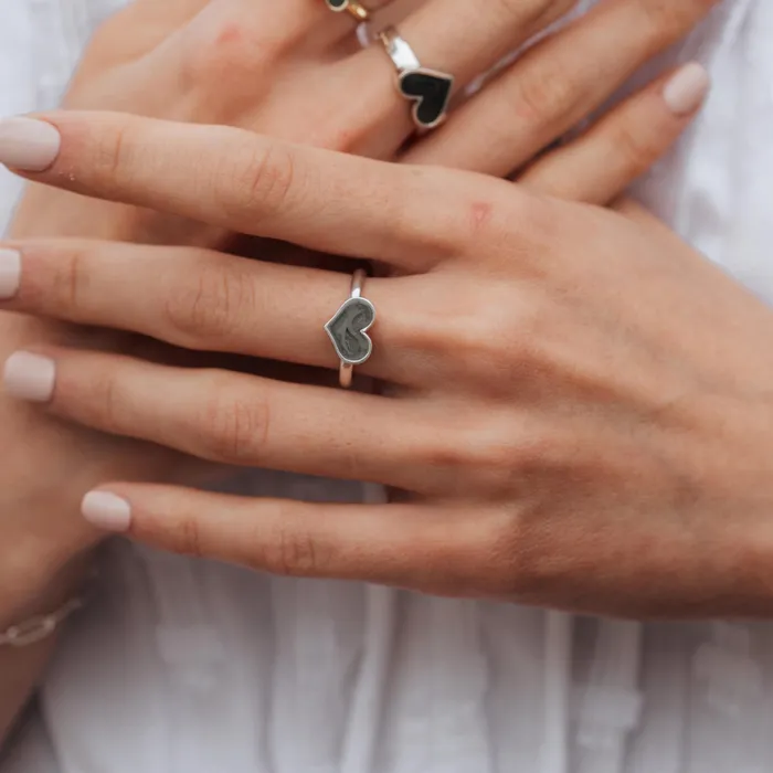 Rings closebymejewelry Large Heart Stacking Cremation Ring in 14K Rose Gold