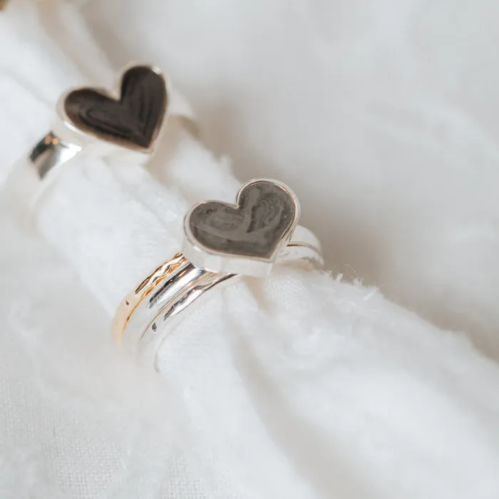 Rings closebymejewelry Large Heart Stacking Cremation Ring in 14K Rose Gold