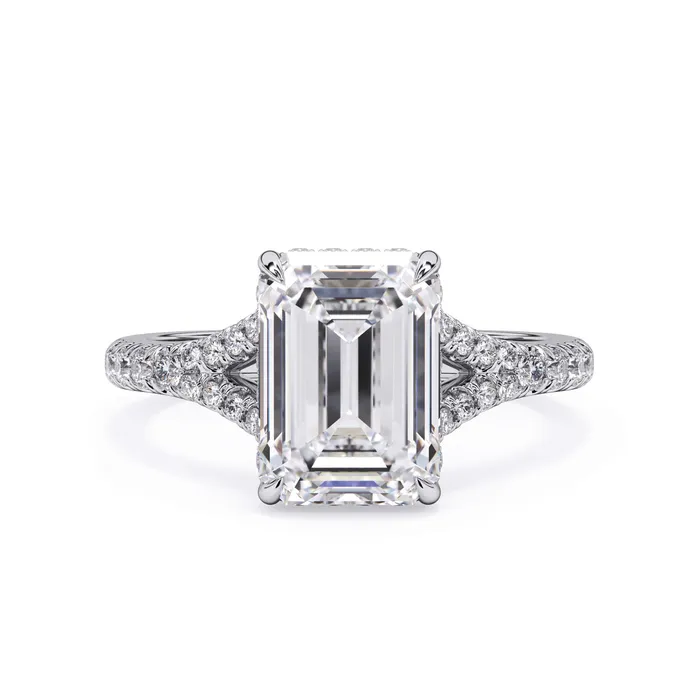 Rings deBebians Split Shank Diamond Pave Engagement Ring with Hidden Halo Rings deBebians Split Shank Diamond Pave Engagement Ring with Hidden Halo