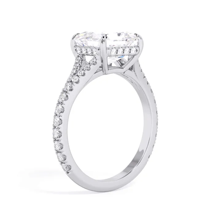Rings deBebians Split Shank Diamond Pave Engagement Ring with Hidden Halo